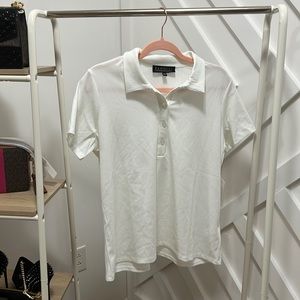 Eloquii White Ribbed Polo